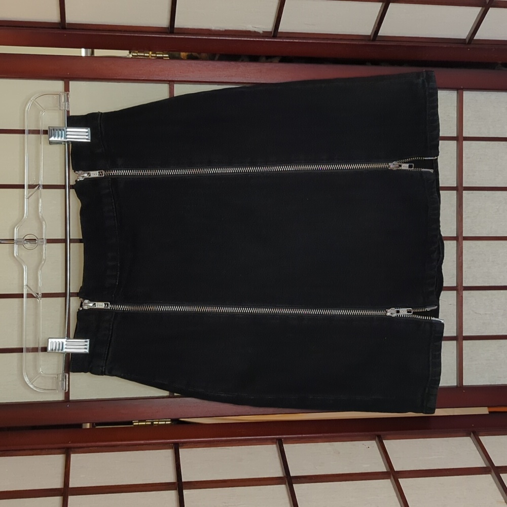 Agolde black double zip mini skirt sz25 - Picture 4 of 11